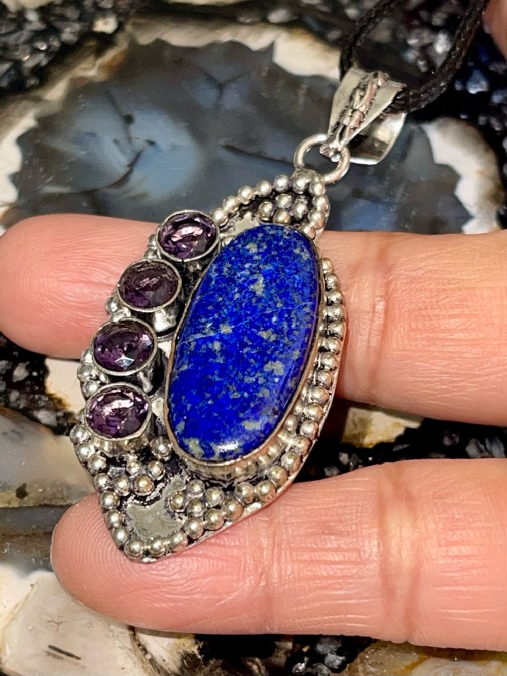 Lapiz Lazuli “The Protection Stone” Pendant 2 1/4” - Picture 6 of 14